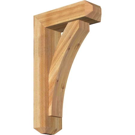 Ekena Millwork Thorton Craftsman Rough Sawn Bracket w/ Offset Brace, Western Red Cedar, 6"W x 18"D x 30"H BKT0604X18X30THR04RWR
